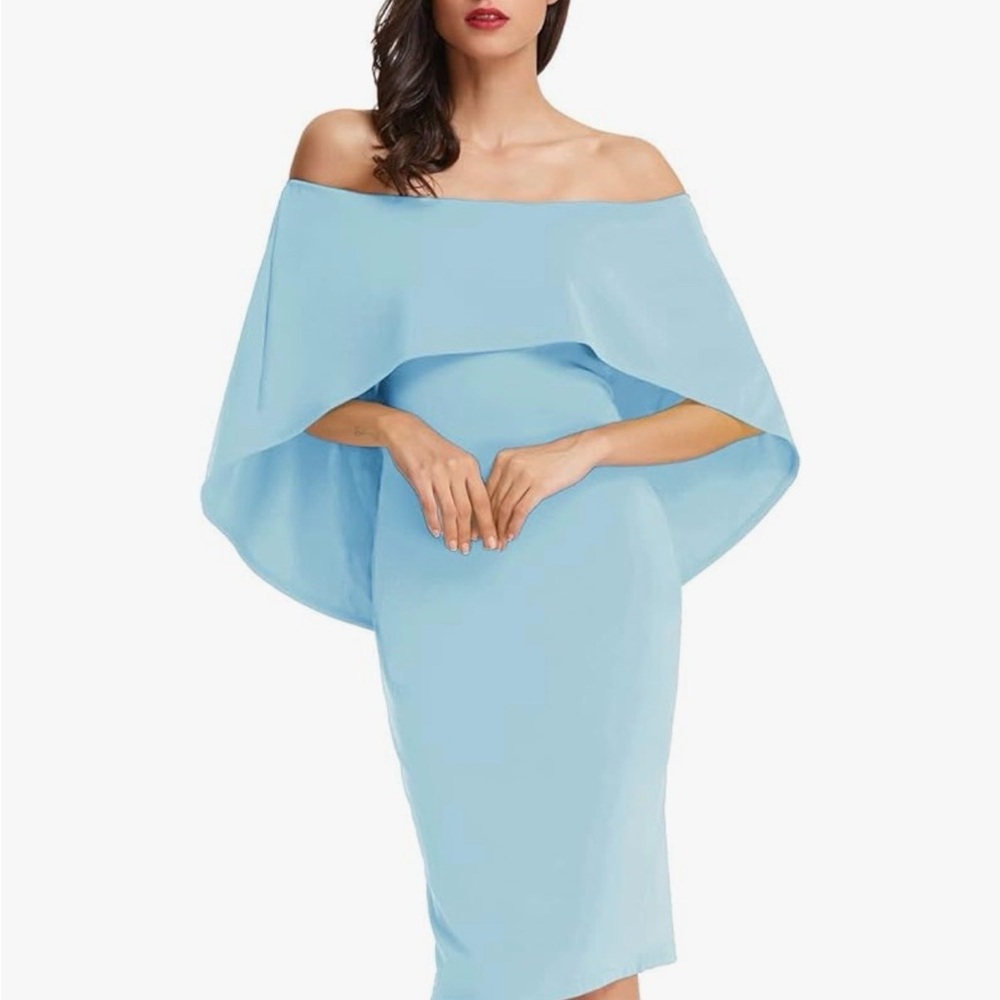 Grace Karin Elegant Off-Shoulder Blue Dress